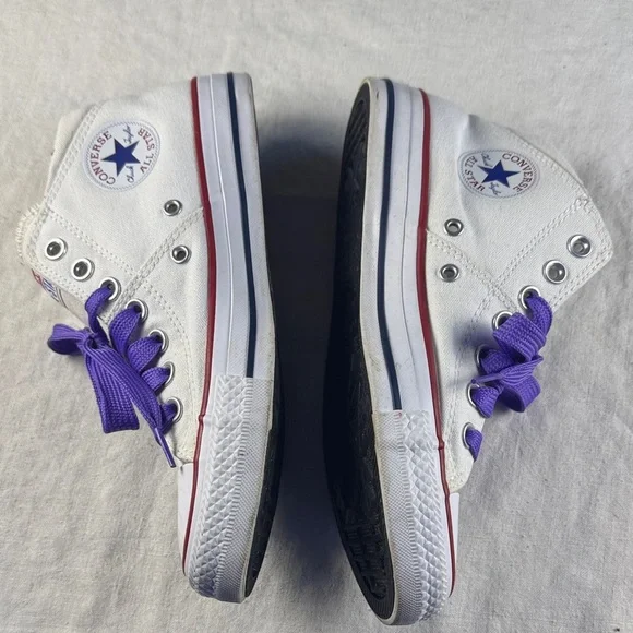 Converse Mid Madison Allstars Size 8 with Purple Laces - Picture 7 of 11